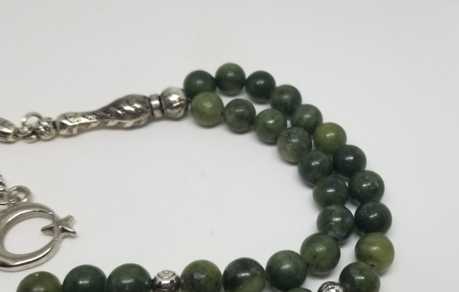 İMAME VE PÜSKÜLÜ GÜMÜŞ KAPLAMA 33LÜK DOĞAL TAŞ TESPİH