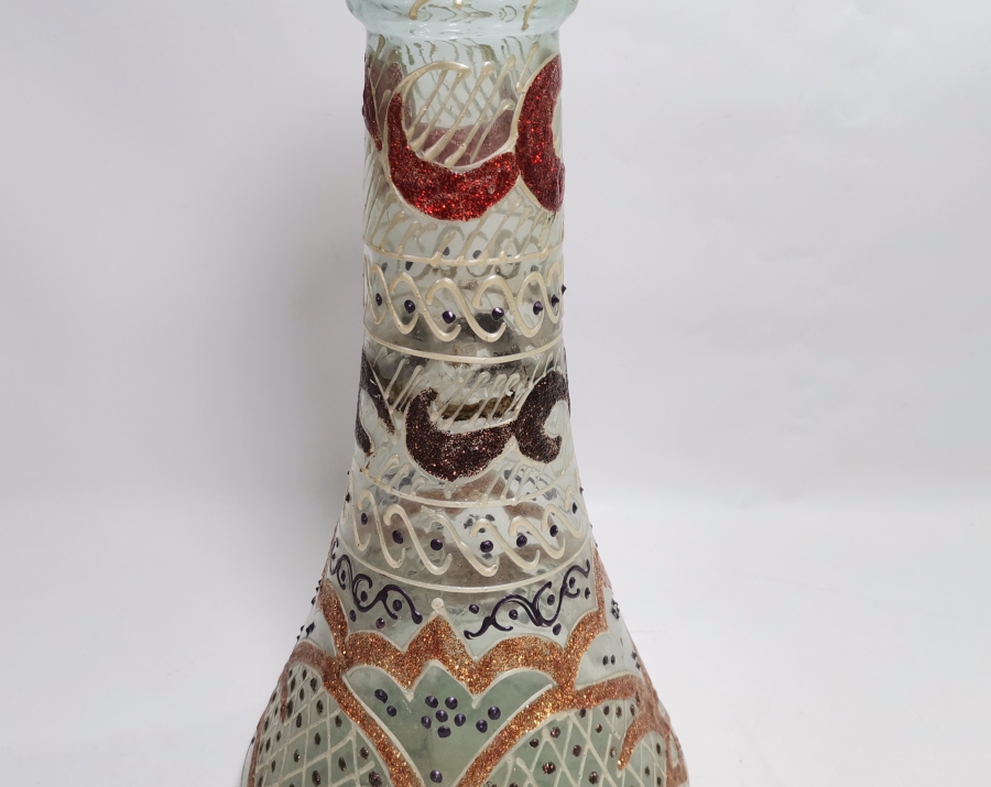 EL BOYAMA VE MİNE İŞÇİLİKLİ ANTİKA NARGİLE ŞİŞESİ