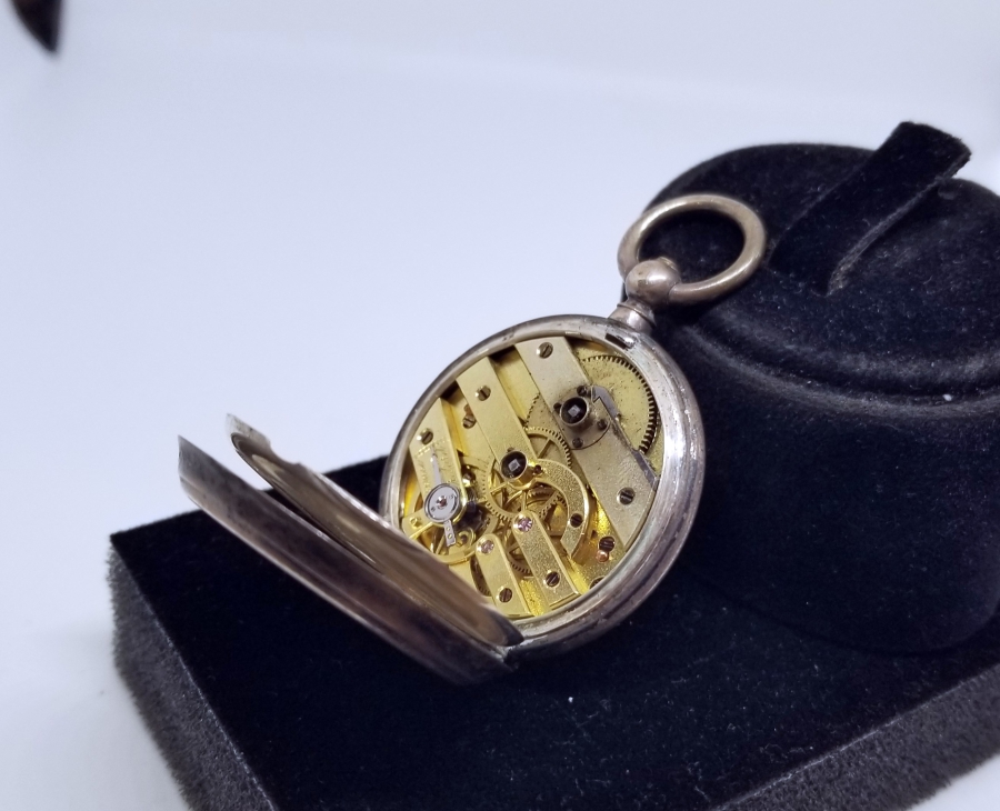 AKREP YELKOVANI LALE FORMLU ANTİKA GÜMÜŞ CEP SAATİ