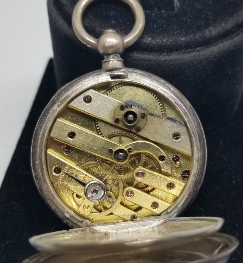 AKREP YELKOVANI LALE FORMLU ANTİKA GÜMÜŞ CEP SAATİ