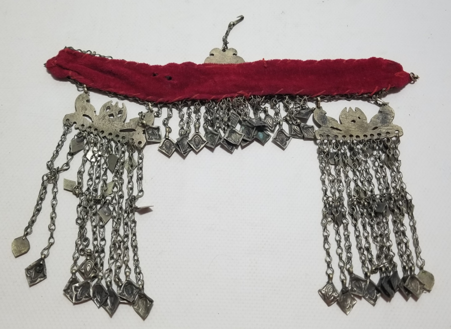 ÜZERİ BALIKLI VE AY YILDIZLI NADİR TİPTE OSMANLI SAVATLI GELİN ALINLIĞI