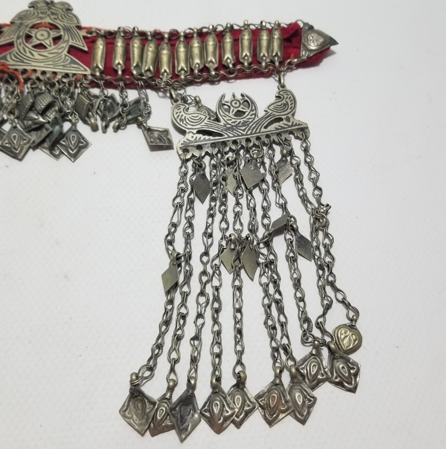 ÜZERİ BALIKLI VE AY YILDIZLI NADİR TİPTE OSMANLI SAVATLI GELİN ALINLIĞI