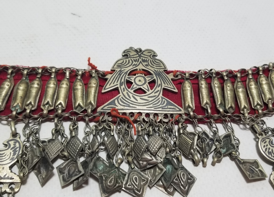 ÜZERİ BALIKLI VE AY YILDIZLI NADİR TİPTE OSMANLI SAVATLI GELİN ALINLIĞI