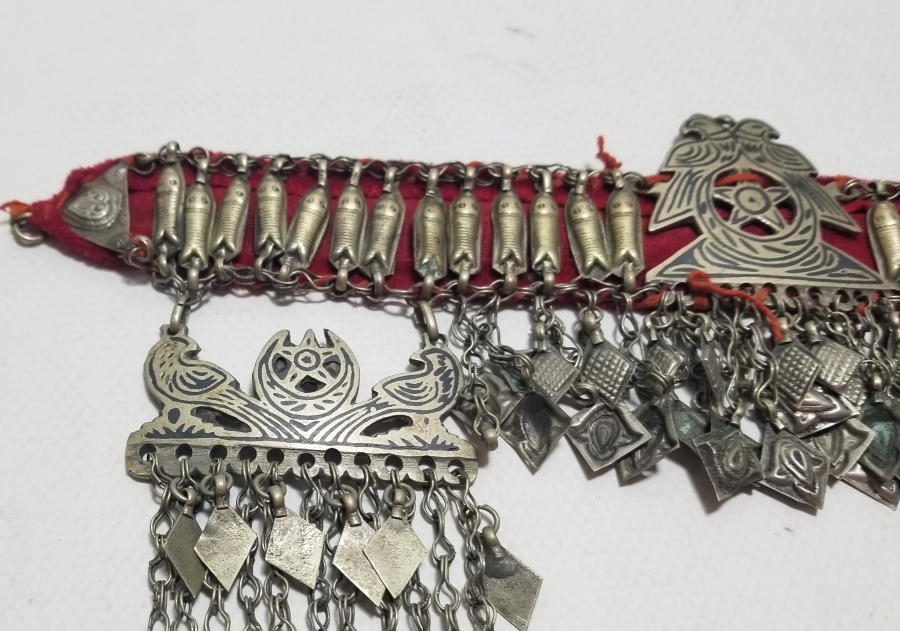 ÜZERİ BALIKLI VE AY YILDIZLI NADİR TİPTE OSMANLI SAVATLI GELİN ALINLIĞI