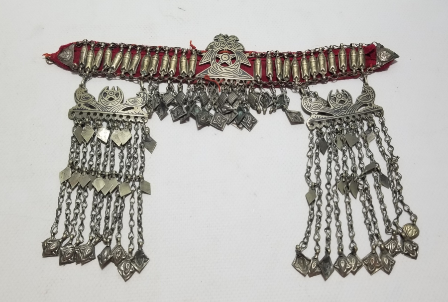 ÜZERİ BALIKLI VE AY YILDIZLI NADİR TİPTE OSMANLI SAVATLI GELİN ALINLIĞI