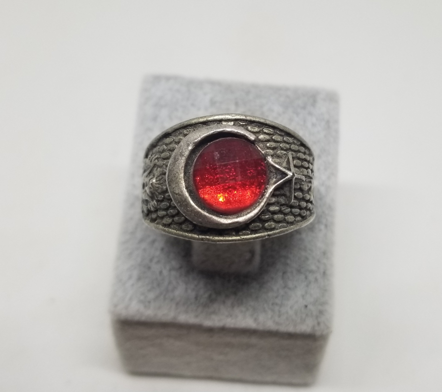 GÜMÜŞ KAPLAMA AY YILDIZLI BİJUTERİ YÜZÜK