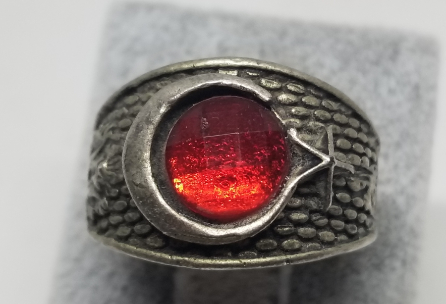 GÜMÜŞ KAPLAMA AY YILDIZLI BİJUTERİ YÜZÜK