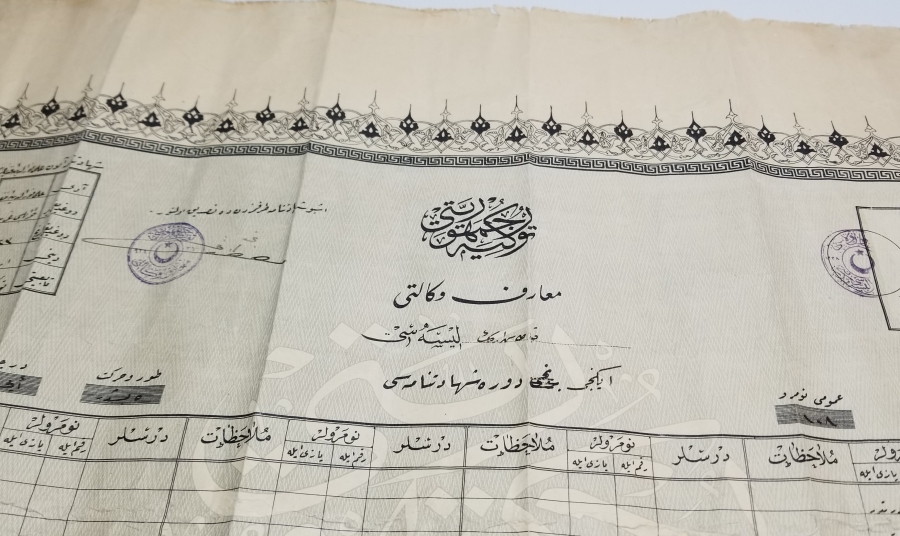 CUMHURİYET BAŞLARI OSMANLICA YAZILI ORTAOKUL DİPLOMASI