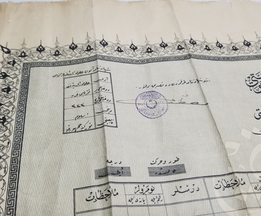 CUMHURİYET BAŞLARI OSMANLICA YAZILI ORTAOKUL DİPLOMASI