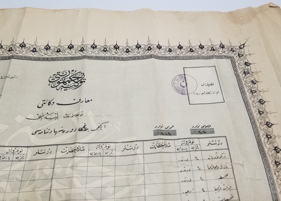 CUMHURİYET BAŞLARI OSMANLICA YAZILI ORTAOKUL DİPLOMASI