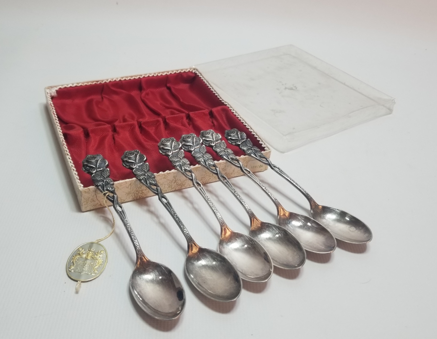 ORİJİNAL KUTUSUNDA 100 MİKRON GÜMÜŞ KAPLAMA ÇAY KAŞIĞI TAKIMI