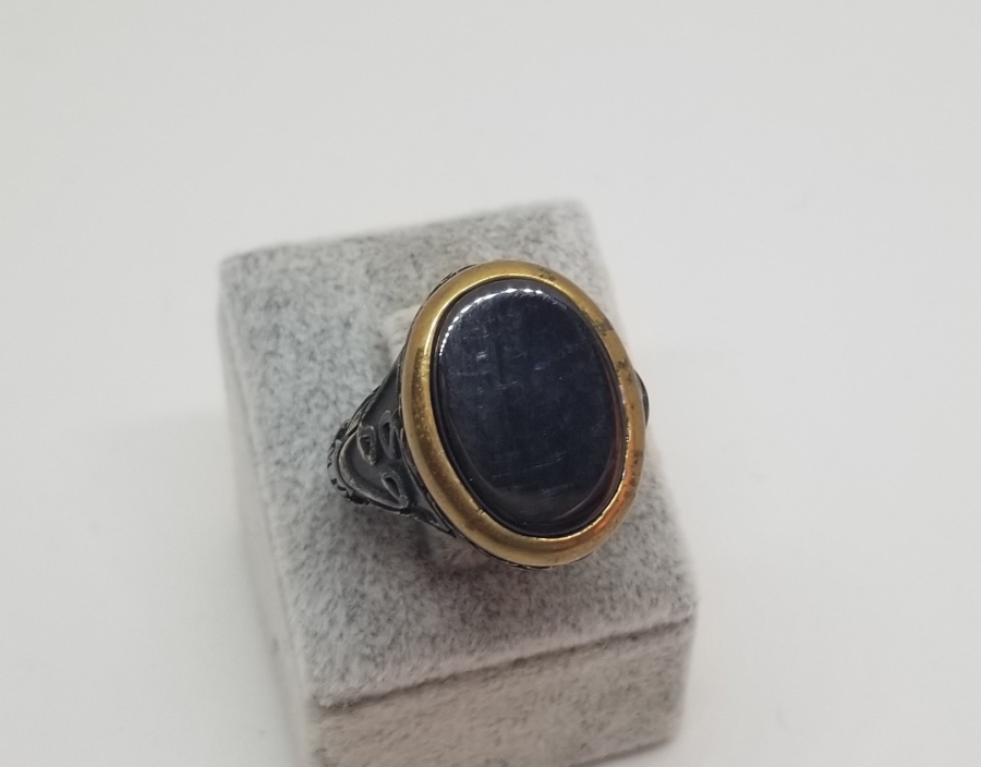 SİYAH AKİK TAŞLI GÜMÜŞ YÜZÜK