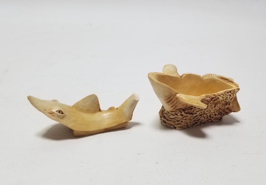 FİLDİŞİNDEN YAPILMIŞ DEKORATİF KÖPEKBALIĞI FORMLU KAPAKLI KUTU