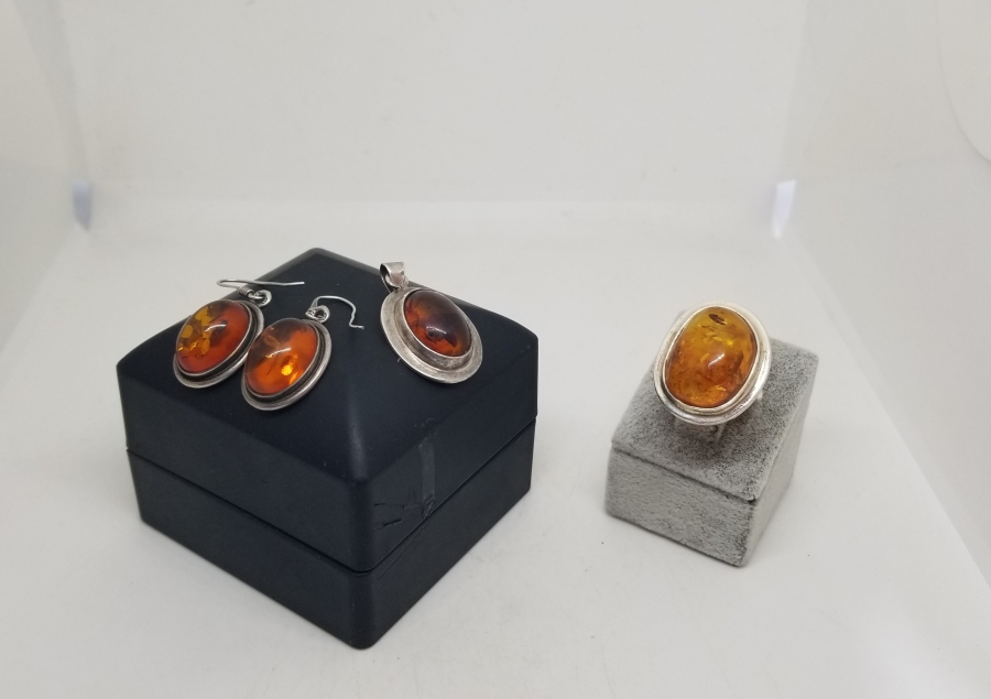 ÖZEL YAPIM DAMLA KEHRİBAR KOLYE - KÜPE - YÜZÜK TAKIMI