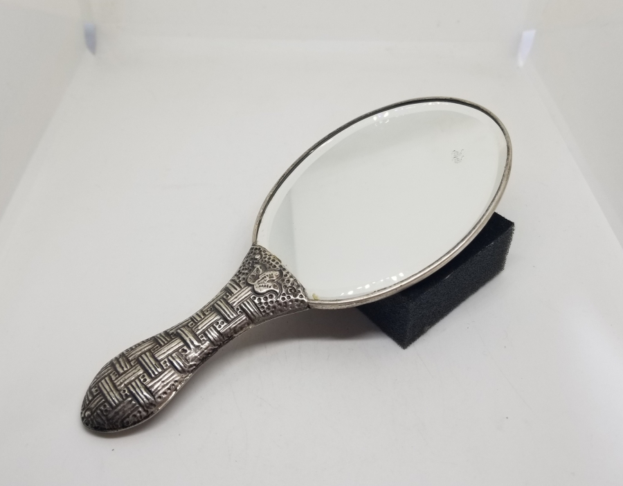 KABARTMA İŞÇİLİKLİ ANTİKA GÜMÜŞ EL AYNASI