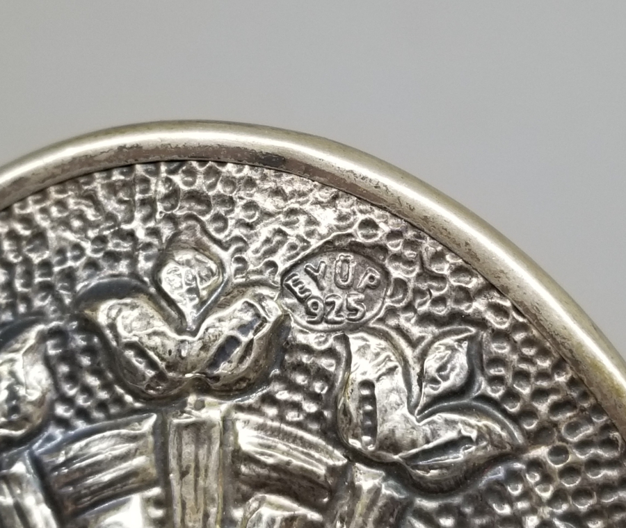 KABARTMA İŞÇİLİKLİ ANTİKA GÜMÜŞ EL AYNASI