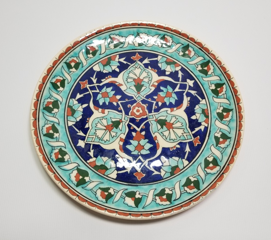 ÜZERİ KARANFİLLİ EL BOYAMA ANTİKA KÜTAHYA DUVAR TABAĞI