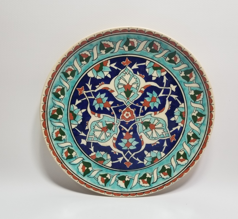 ÜZERİ KARANFİLLİ EL BOYAMA ANTİKA KÜTAHYA DUVAR TABAĞI