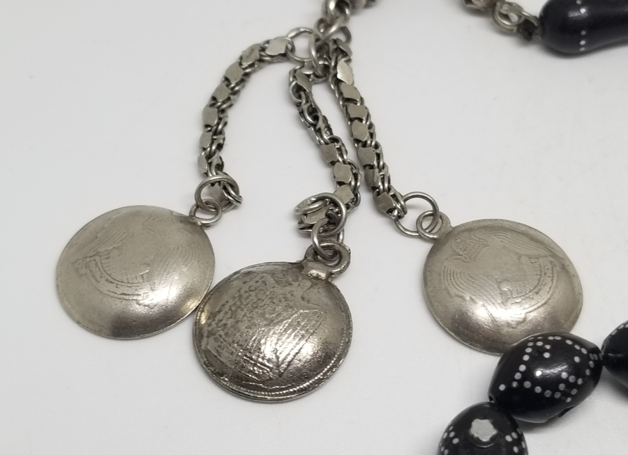 ÜZERİ AY YILDIZ FİGÜRLÜ GÜMÜŞ ÇAKMA İŞÇİLİKLİ ÖZEL YAPIM ANTİKA TESPİH