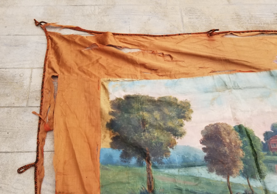 OSMANLI DÖNEMİ OSMANLICA SANATÇI İMZALI EL BOYAMA BÜYÜK BOY İPEK PANO