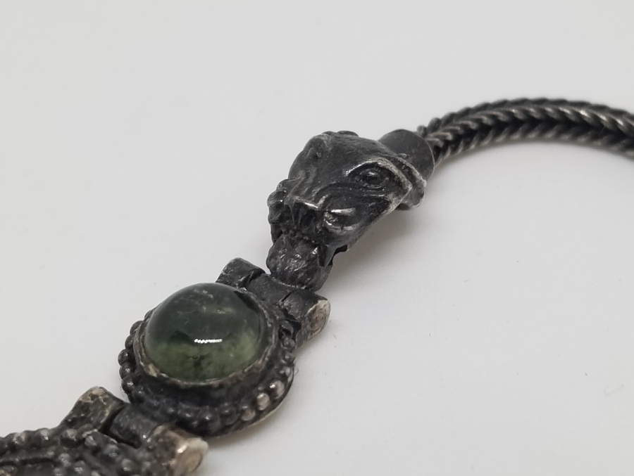 KABARTMA İŞÇİLİKLİ VE SİTRİN TAŞLI GÜMÜŞ BİLEKLİK