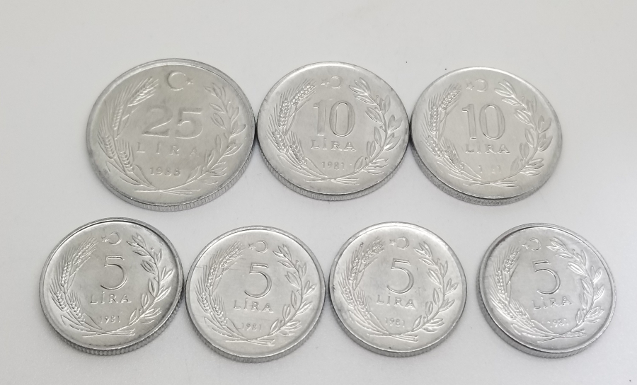 1981 YILI KOLEKSİYONLUK 5 - 10 - 25 LİRA LOTU