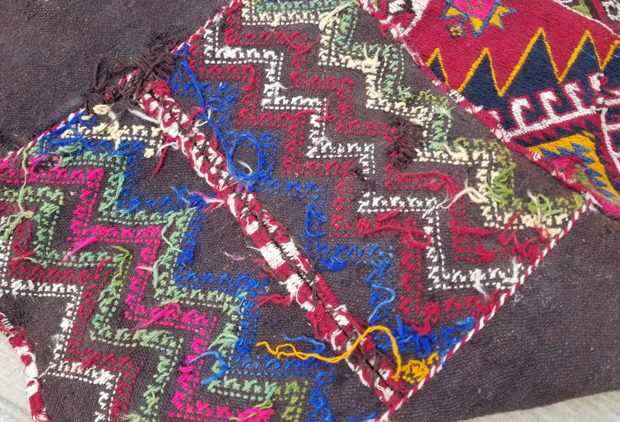 OSMANLI DÖNEMİ EL DOKUMA ÇİFT GÖZLÜ HEYBE