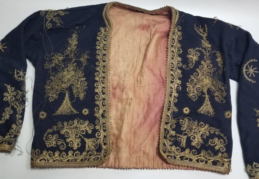 ÜZERİ AY YILDIZ FİGÜRLÜ OSMANLI DÖNEMİ ÇUHA DAMAT CEPKENİ