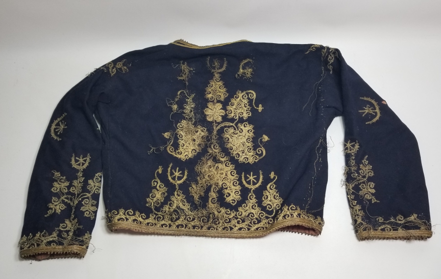 ÜZERİ AY YILDIZ FİGÜRLÜ OSMANLI DÖNEMİ ÇUHA DAMAT CEPKENİ