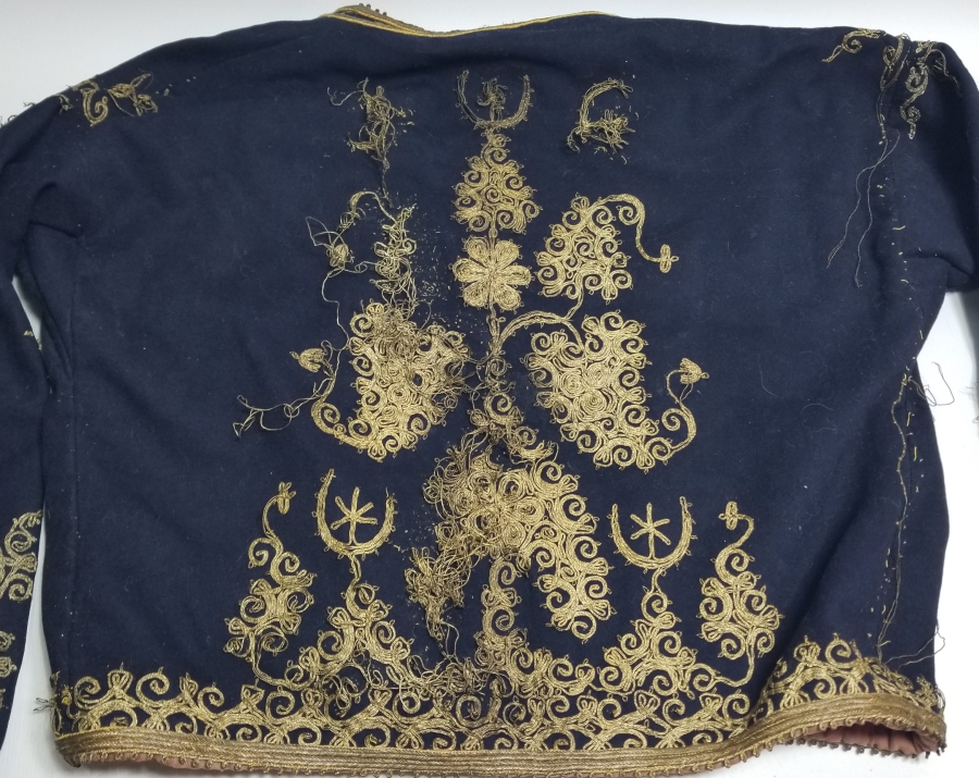 ÜZERİ AY YILDIZ FİGÜRLÜ OSMANLI DÖNEMİ ÇUHA DAMAT CEPKENİ