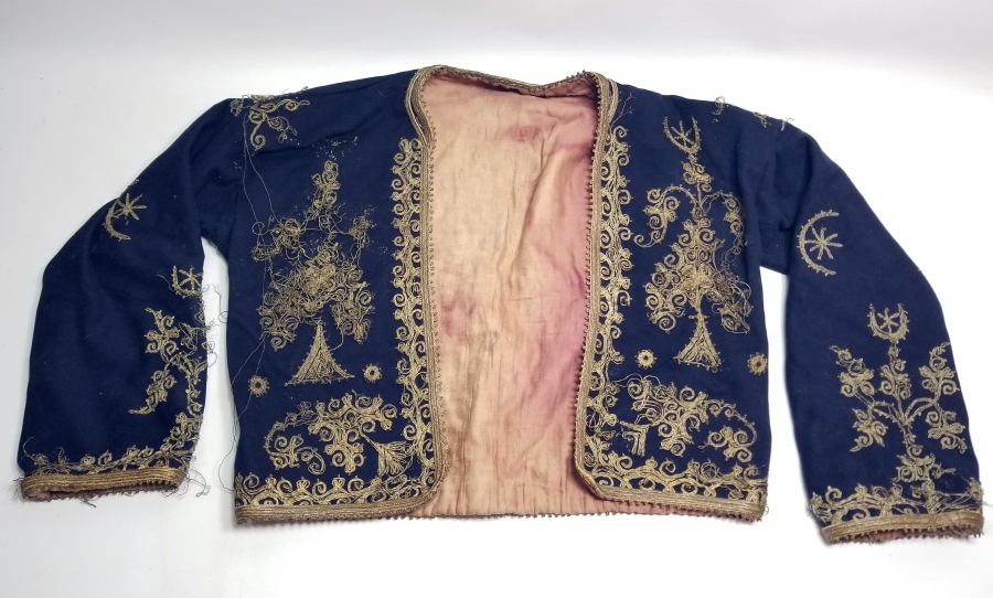 ÜZERİ AY YILDIZ FİGÜRLÜ OSMANLI DÖNEMİ ÇUHA DAMAT CEPKENİ