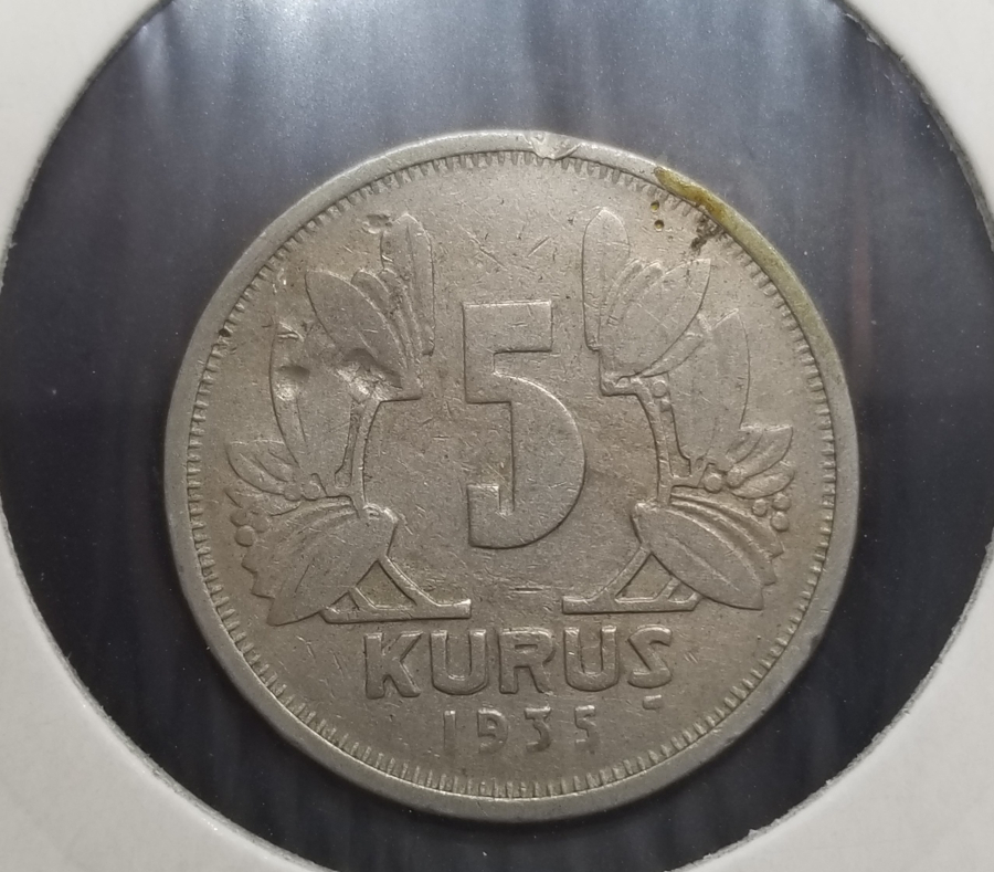TÜRKİYE CUMHURİYETİ 1935 YILI KOLEKSİYONLUK 5 KURUŞ