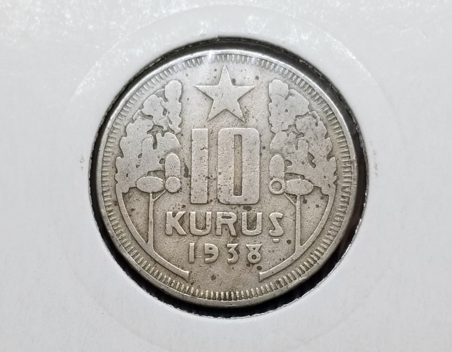TÜRKİYE CUMHURİYETİ 1938 YILI KOLEKSİYONLUK GÜMÜŞ 10 KURUŞ