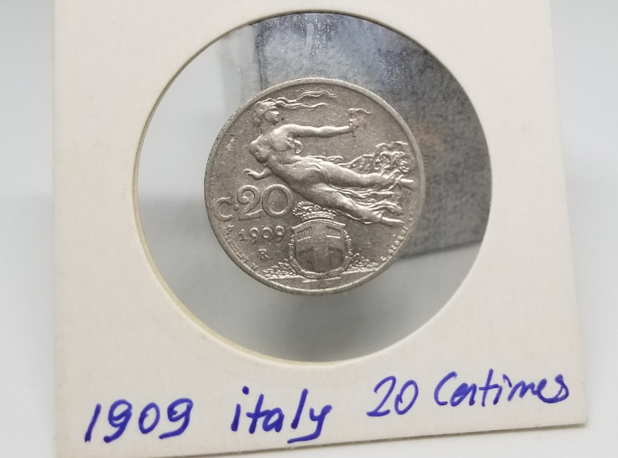 1909 YILI İTALYAN 20 CENTESİMİ MADENİ PARA