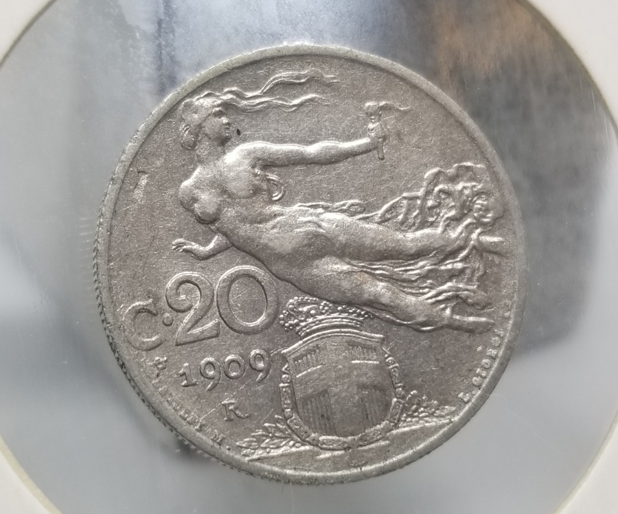 1909 YILI İTALYAN 20 CENTESİMİ MADENİ PARA
