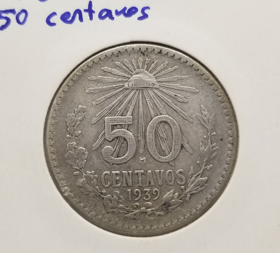 1939 YILI MEKSİKA 50 CENTAVOS GÜMÜŞ PARA