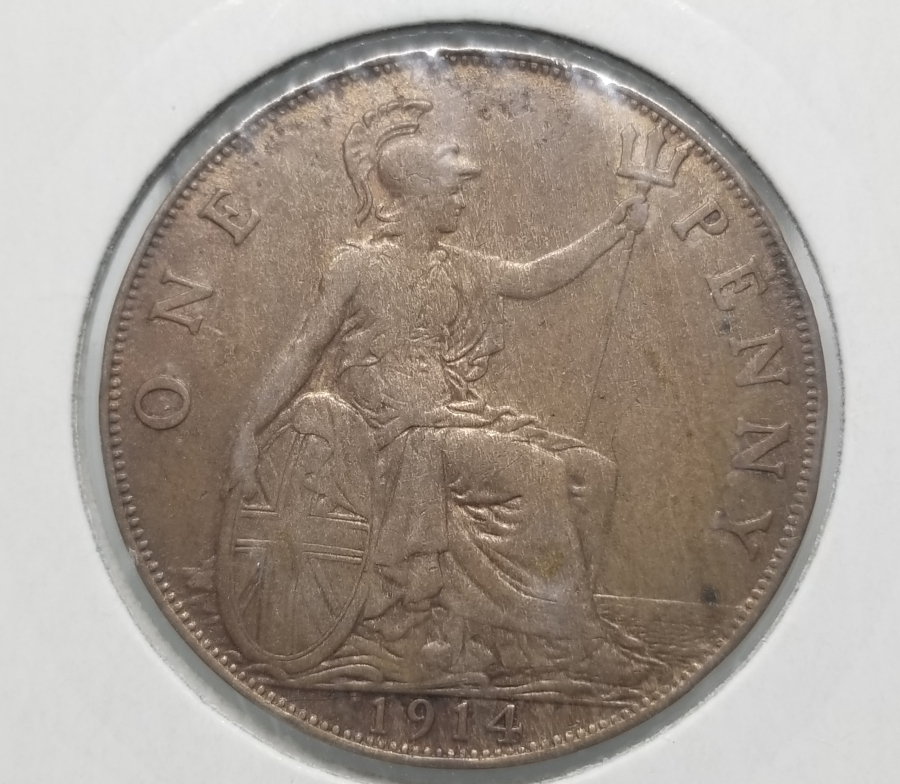 1914 YILI BİRLEŞİK KRALLIK 1 PENNY MADENİ PARA