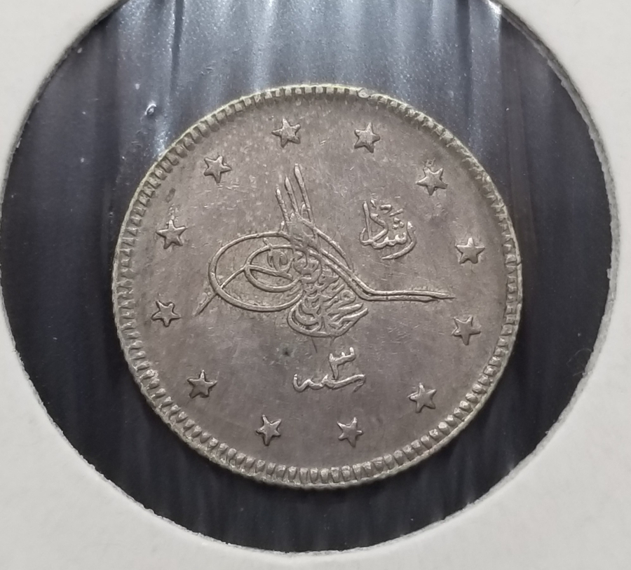 MEHMET REŞAT HAN DÖNEMİ YÜKSEK KONDİSYONDA MANASTIR BASKI ÇOK NADİR (-RR-) GÜMÜŞ 2 KURUŞ