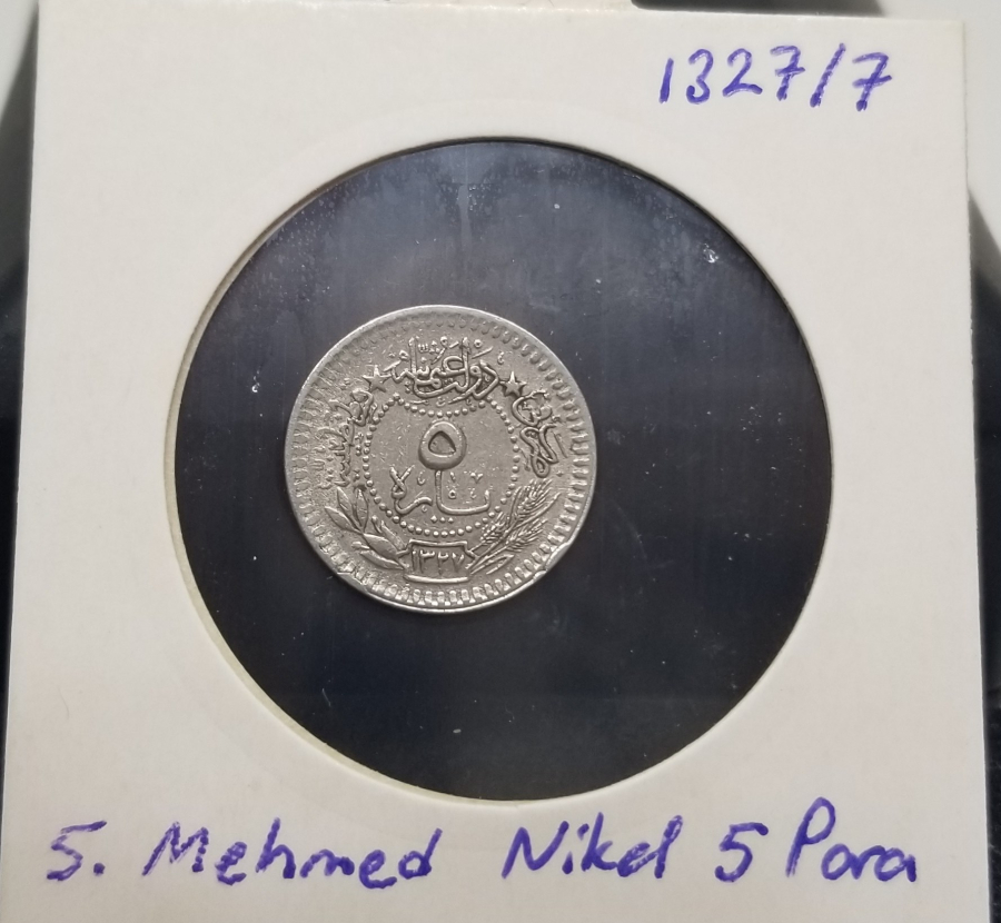 MEHMET REŞAD HAN DÖNEMİ KOLEKSİYONLUK NİKEL 5 PARA