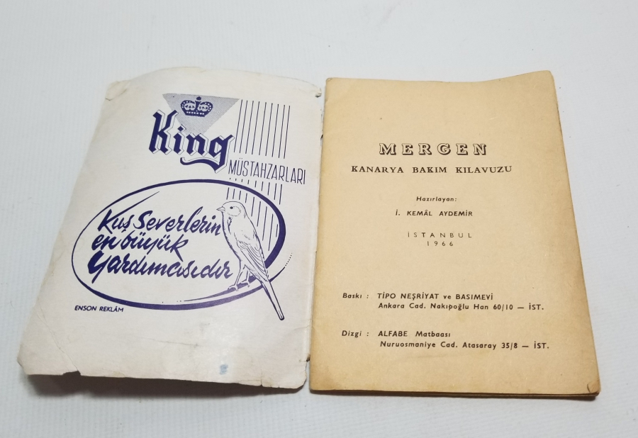 1966 TARİHLİ KANARYA BAKIM KLAVUZU İSİMLİ KİTAP