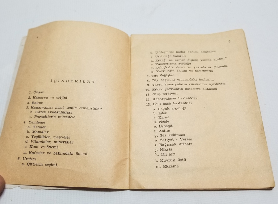 1966 TARİHLİ KANARYA BAKIM KLAVUZU İSİMLİ KİTAP
