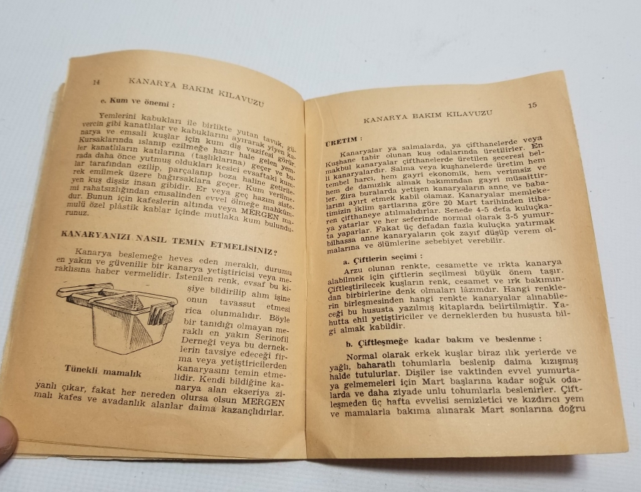 1966 TARİHLİ KANARYA BAKIM KLAVUZU İSİMLİ KİTAP