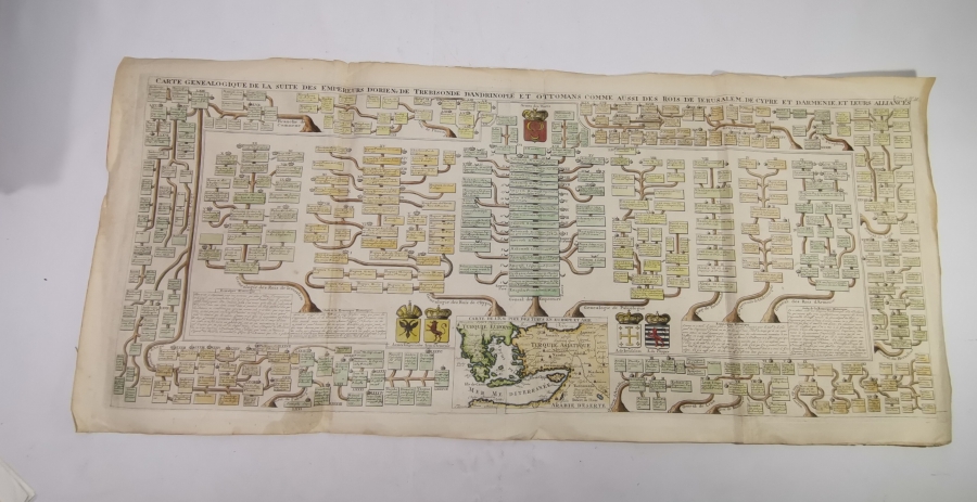 1800 BAŞLARI ÇOK NADİR DEV BOYDA TRABZON, EDİRNE VE OSMANLI İMPARATORLARI'NIN SOY AĞACI HARİTASI