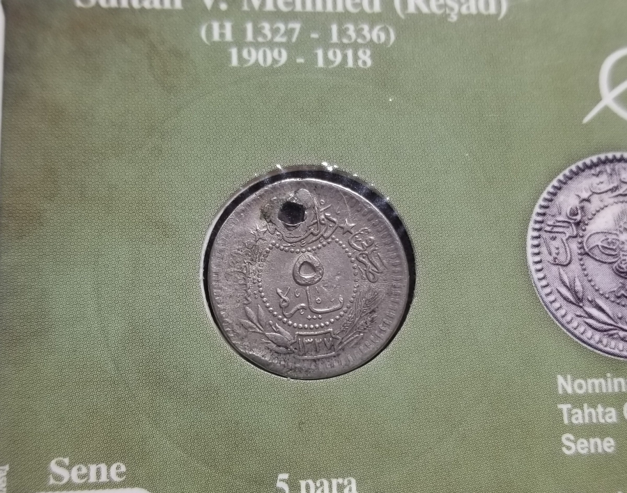 MEHMET REŞAD HAN DÖNEMİ KOLEKSİYONLUK NİKEL 5 PARA