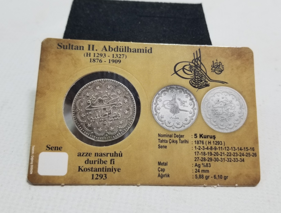 SULTAN ABDÜLHAMİD HAN DÖNEMİ KOLEKSİYONLUK GÜMÜŞ 5 KURUŞ