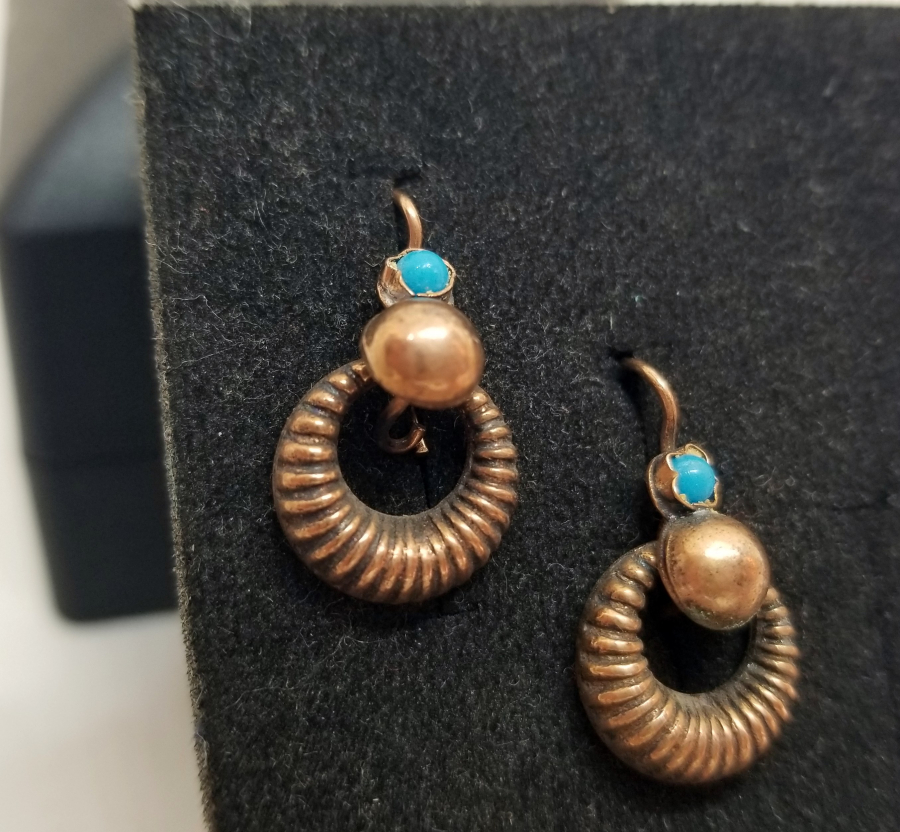 OSMANLI DÖNEMİ ALTIN KAPLAMA KABARTMA İŞÇİLİKLİ KÜPE