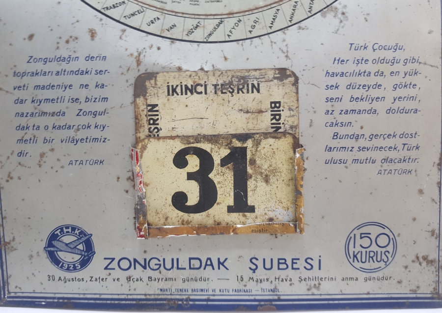 TÜRK HAVA KURUMU CUMHURİYET BAŞLARI ÇOK NADİR TAKVİM