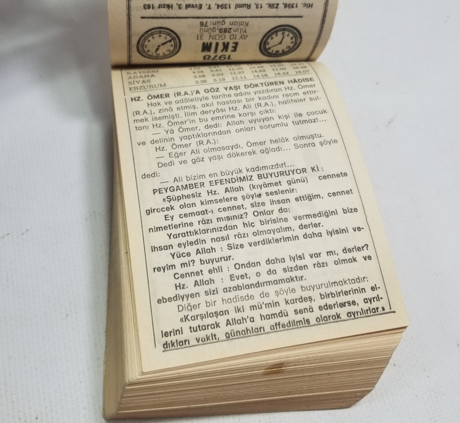 1978 TARİHLİ SAATLİ MAARİF TAKVİMİ