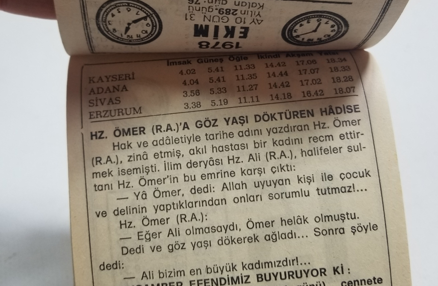 1978 TARİHLİ SAATLİ MAARİF TAKVİMİ