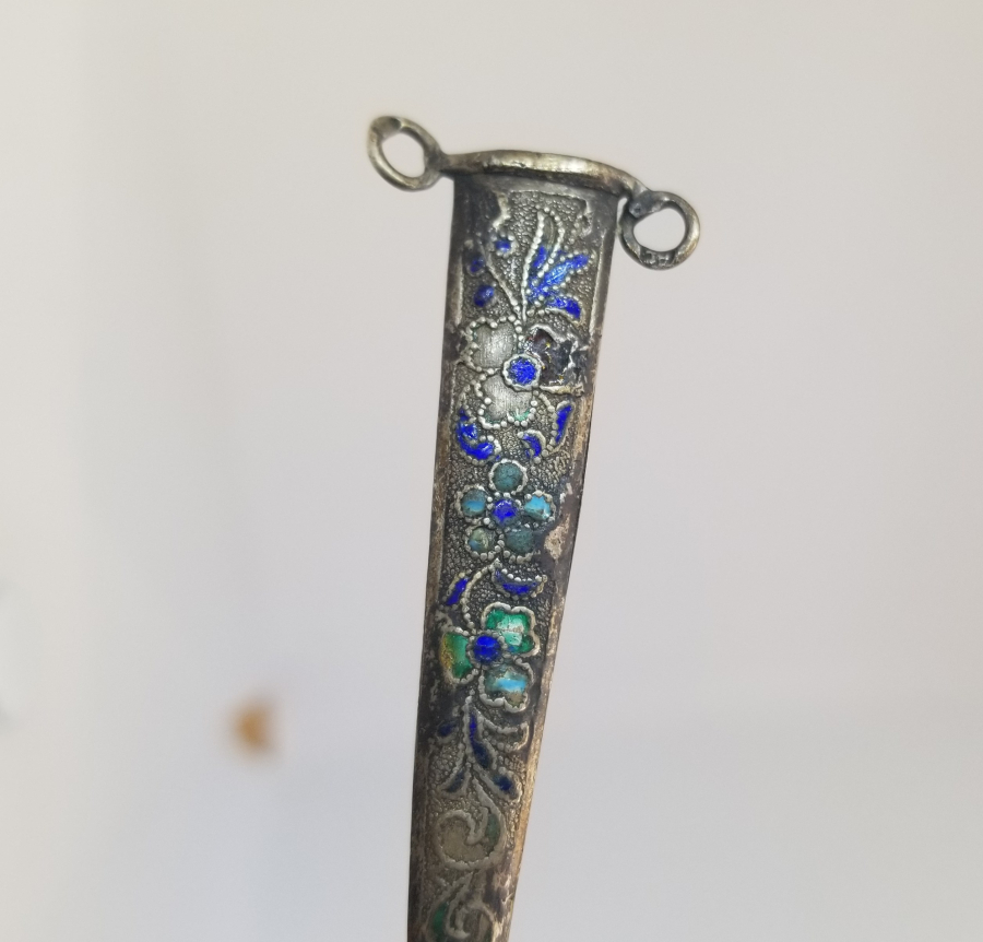 OSMANLI DÖNEMİ MİNE İŞÇİLİKLİ GÜMÜŞ DOĞDULUK KAMASI KINI